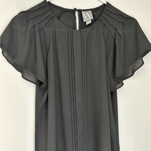 Women's Black Flutter Sleeve Top